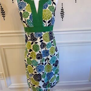 Boden Green and Blue Floral Midi Dress